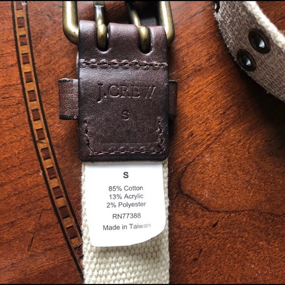 J. Crew leather/khaki belt with shimmer - Picture 3 of 3